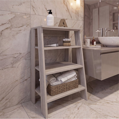 Tuhome St. Lucia Linen Cabinet with Single Door, Two Interior Shelves, Two Open Shelves, Tall Slim Storage Organizer for Towels, Toiletries, and Home Essentials, Modern Space-Saving Cabinet