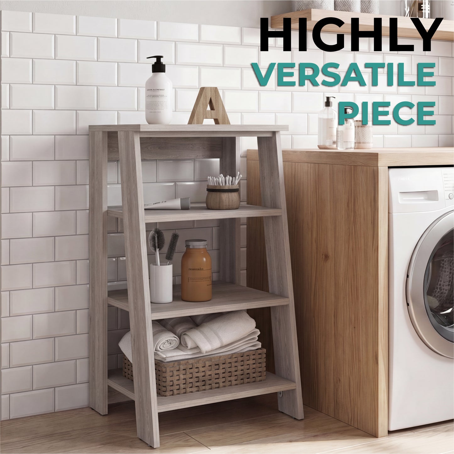 Tuhome St. Lucia Linen Cabinet with Single Door, Two Interior Shelves, Two Open Shelves, Tall Slim Storage Organizer for Towels, Toiletries, and Home Essentials, Modern Space-Saving Cabinet