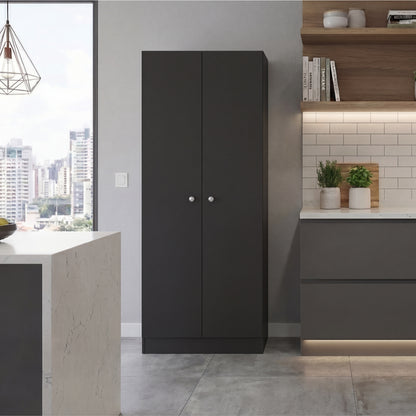 Tuhome Lambardi Tall Multistorage Cabinet with Double Door Design, Five Deep Interior Shelves, Freestanding Vertical Storage Solution for Kitchens, Laundry Rooms, Bedrooms or Utility Areas to Maximize Home Organization