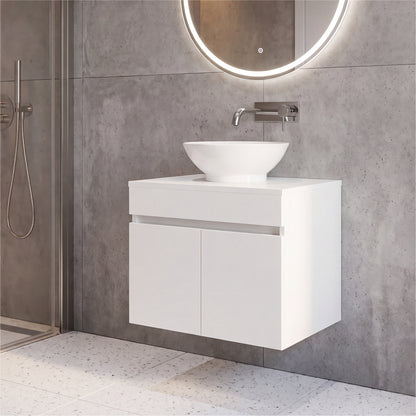 Manchester Free-Standing Bathroom Vanity Console Designed for Vessel Sink Integration Modern Style Featuring Ample Storage with Two Smooth Pull-Out Utility Drawers and One Open Display Shelf