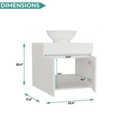 Manchester Free-Standing Bathroom Vanity Console Designed for Vessel Sink Integration Modern Style Featuring Ample Storage with Two Smooth Pull-Out Utility Drawers and One Open Display Shelf