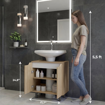 Marlo Under Sink Cabinet with Two Doors and Interior Storage Shelves, Cut-Out Back, 22” Wide Freestanding Modern Bathroom Storage, Compact and Stylish Solution for Small Bathrooms, Powder Rooms, or Guest Spaces