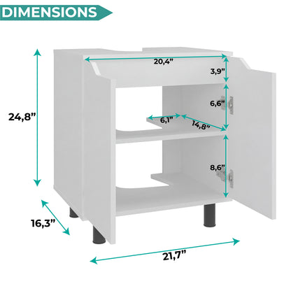 Marlo Under Sink Cabinet with Two Doors and Interior Storage Shelves, Cut-Out Back, 22” Wide Freestanding Modern Bathroom Storage, Compact and Stylish Solution for Small Bathrooms, Powder Rooms, or Guest Spaces
