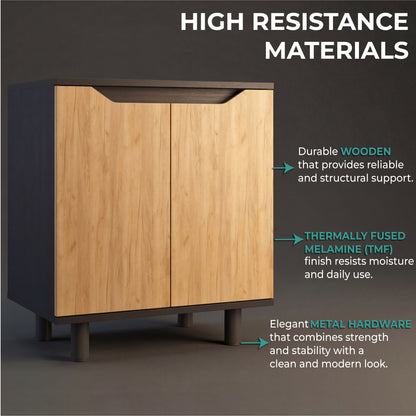 Marlo Under Sink Cabinet with Two Doors and Interior Storage Shelves, Cut-Out Back, 22” Wide Freestanding Modern Bathroom Storage, Compact and Stylish Solution for Small Bathrooms, Powder Rooms, or Guest Spaces