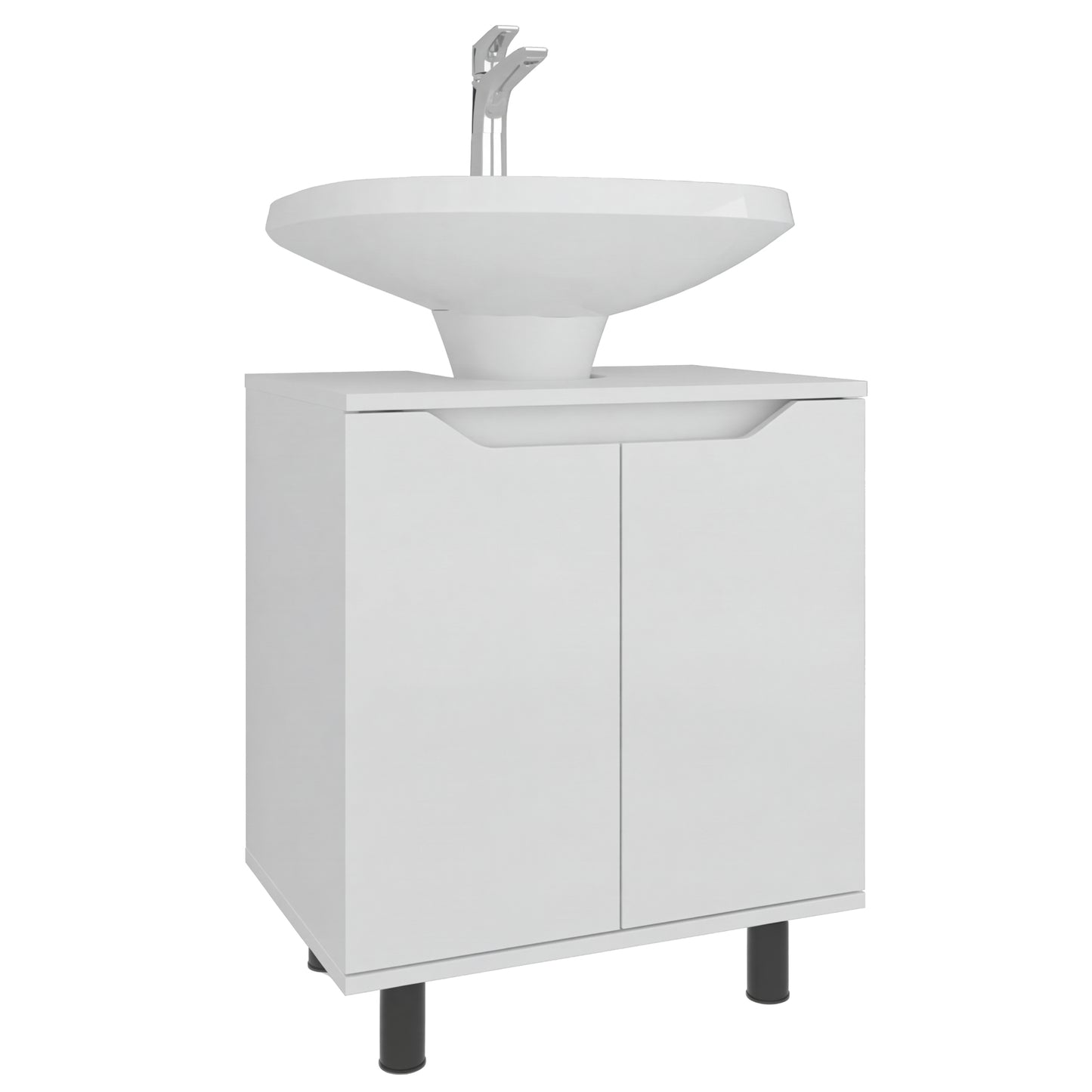 Marlo Under Sink Cabinet with Two Doors and Interior Storage Shelves, Cut-Out Back, 22” Wide Freestanding Modern Bathroom Storage, Compact and Stylish Solution for Small Bathrooms, Powder Rooms, or Guest Spaces