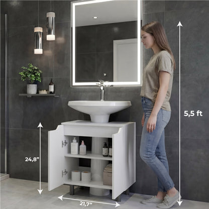 Marlo Under Sink Cabinet with Two Doors and Interior Storage Shelves, Cut-Out Back, 22” Wide Freestanding Modern Bathroom Storage, Compact and Stylish Solution for Small Bathrooms, Powder Rooms, or Guest Spaces