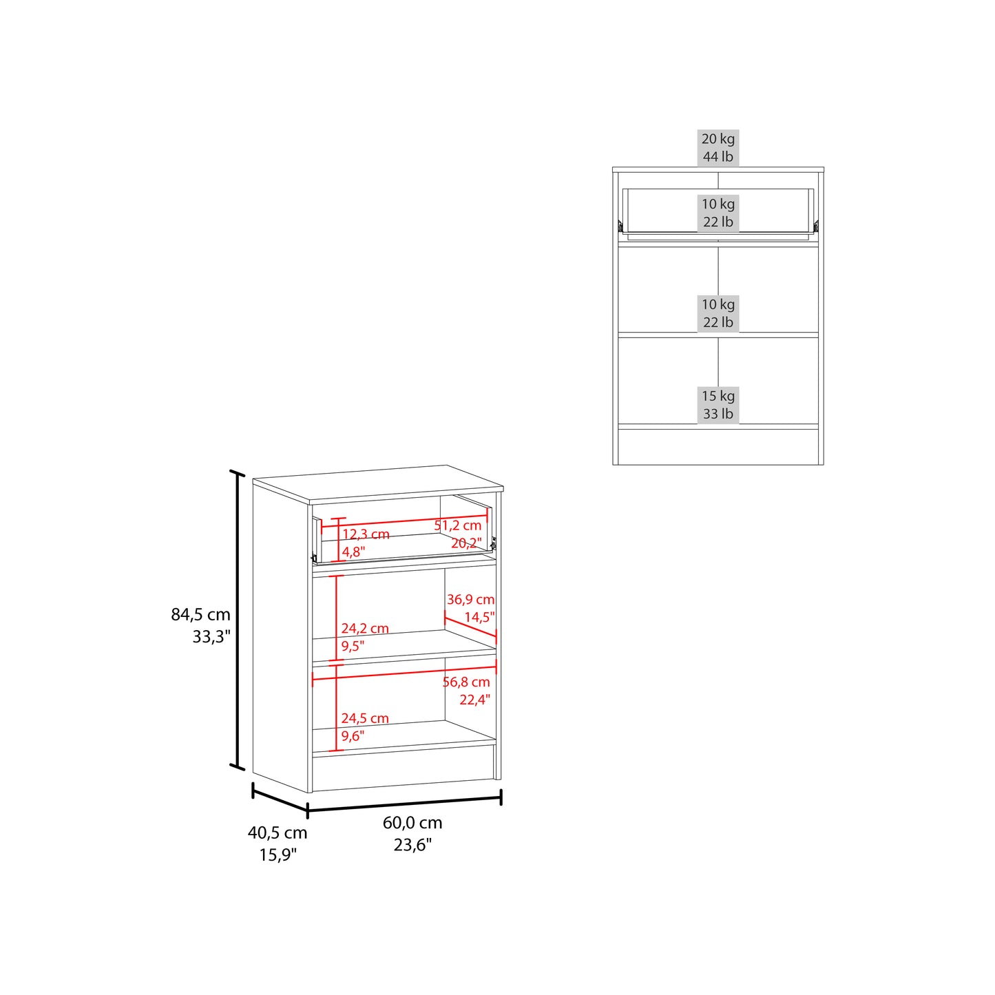 Mayorca Compact Multistorage Cabinet with One Drawer and Two Doors Cabinet with Interior Storage, Kitchen and Coffee Station Storage Option