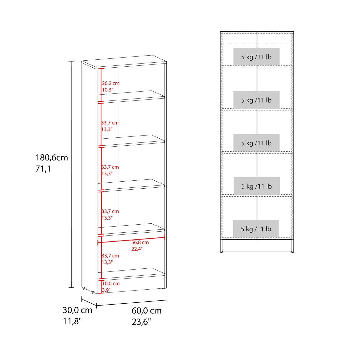 Tuhome Lambardi Tall Multistorage Cabinet with Double Door Design, Five Deep Interior Shelves, Freestanding Vertical Storage Solution for Kitchens, Laundry Rooms, Bedrooms or Utility Areas to Maximize Home Organization