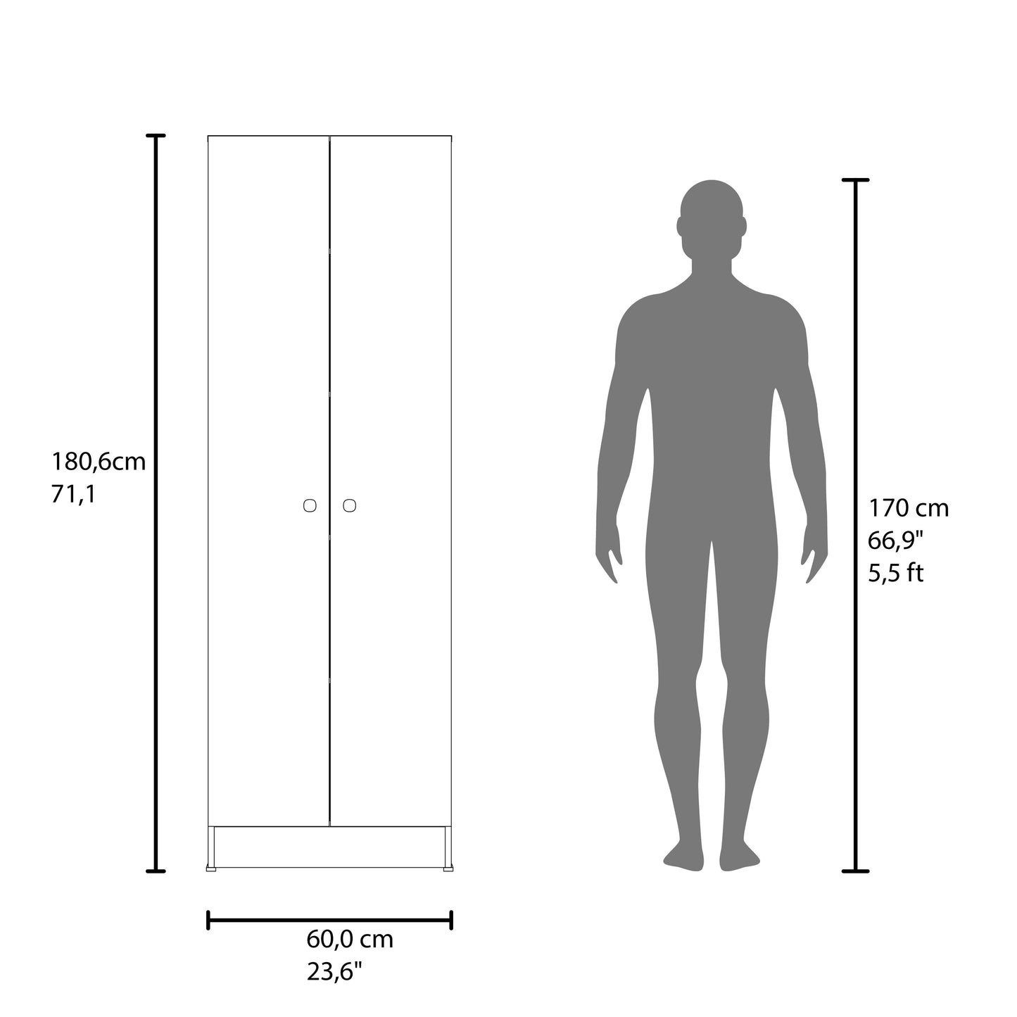 Tuhome Lambardi Tall Multistorage Cabinet with Double Door Design, Five Deep Interior Shelves, Freestanding Vertical Storage Solution for Kitchens, Laundry Rooms, Bedrooms or Utility Areas to Maximize Home Organization