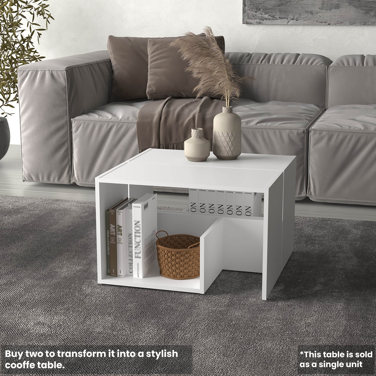 TUHOME Everet 25-Inch High Three-Tier Side Table with Tray-Style Top and Dual Lower Shelves, Compact End Table for Living Room, Sofa Side Storage, Modern Small-Space Organizer for Coffee, Décor and Everyday Essentials