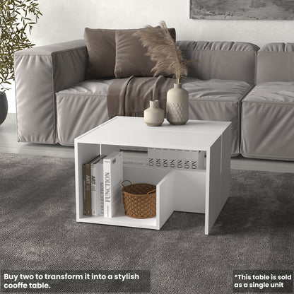TUHOME Everet 25-Inch High Three-Tier Side Table with Tray-Style Top and Dual Lower Shelves, Compact End Table for Living Room, Sofa Side Storage, Modern Small-Space Organizer for Coffee, Décor and Everyday Essentials