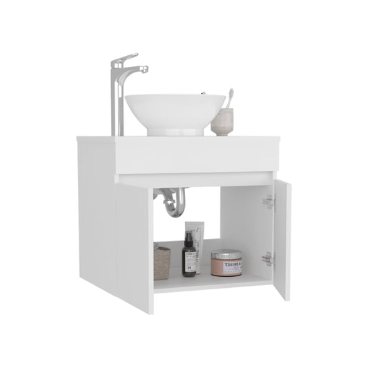 Manchester Free-Standing Bathroom Vanity Console Designed for Vessel Sink Integration Modern Style Featuring Ample Storage with Two Smooth Pull-Out Utility Drawers and One Open Display Shelf