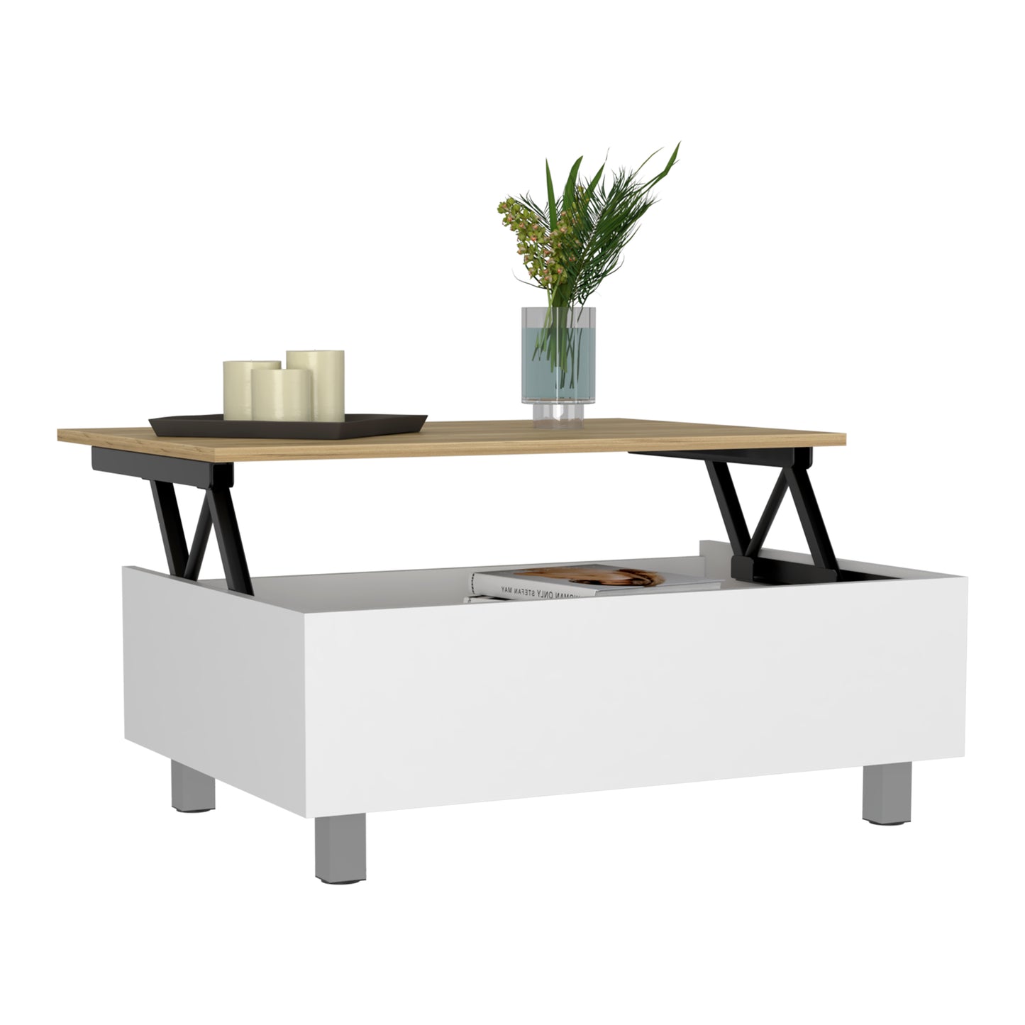 Tuhome Gambia Modern Lift-Top Coffee Table with Hidden Storage, Multi-Function Center Table, Ideal for Living Room, Stylish and Functional Design