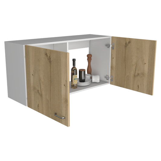 Tuhome Napoles 39" W Double Door Wall Cabinet with Spacious Interior, Two-Tone Finish, Ideal for Kitchen, Office, Bathroom, or Garage Storage