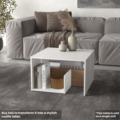 TUHOME Everet 25-Inch High Three-Tier Side Table with Tray-Style Top and Dual Lower Shelves, Compact End Table for Living Room, Sofa Side Storage, Modern Small-Space Organizer for Coffee, Décor and Everyday Essentials