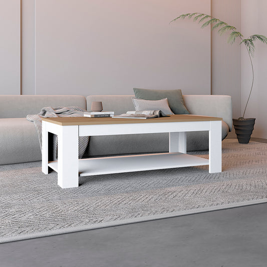 Cecile Coffee Table with Storage Shelf, Modern Design for Living Room or Lounge Area