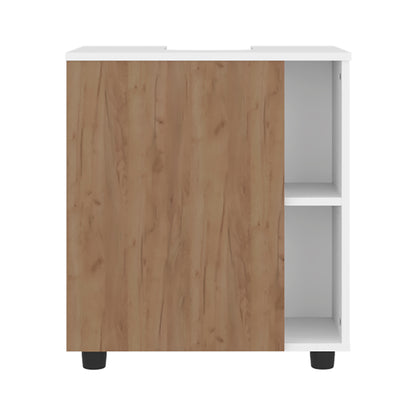Pascuale Two Side Shelves Under Sink Cabinet with One Doors, Cut-Out Back, Compact 22” Freestanging Bathroom Storage