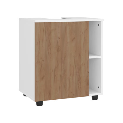 Pascuale Two Side Shelves Under Sink Cabinet with One Doors, Cut-Out Back, Compact 22” Freestanging Bathroom Storage
