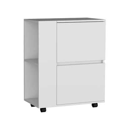 Glasgow Bar Cart Two Pull-Down Door Cabinets And Two Open Shelves