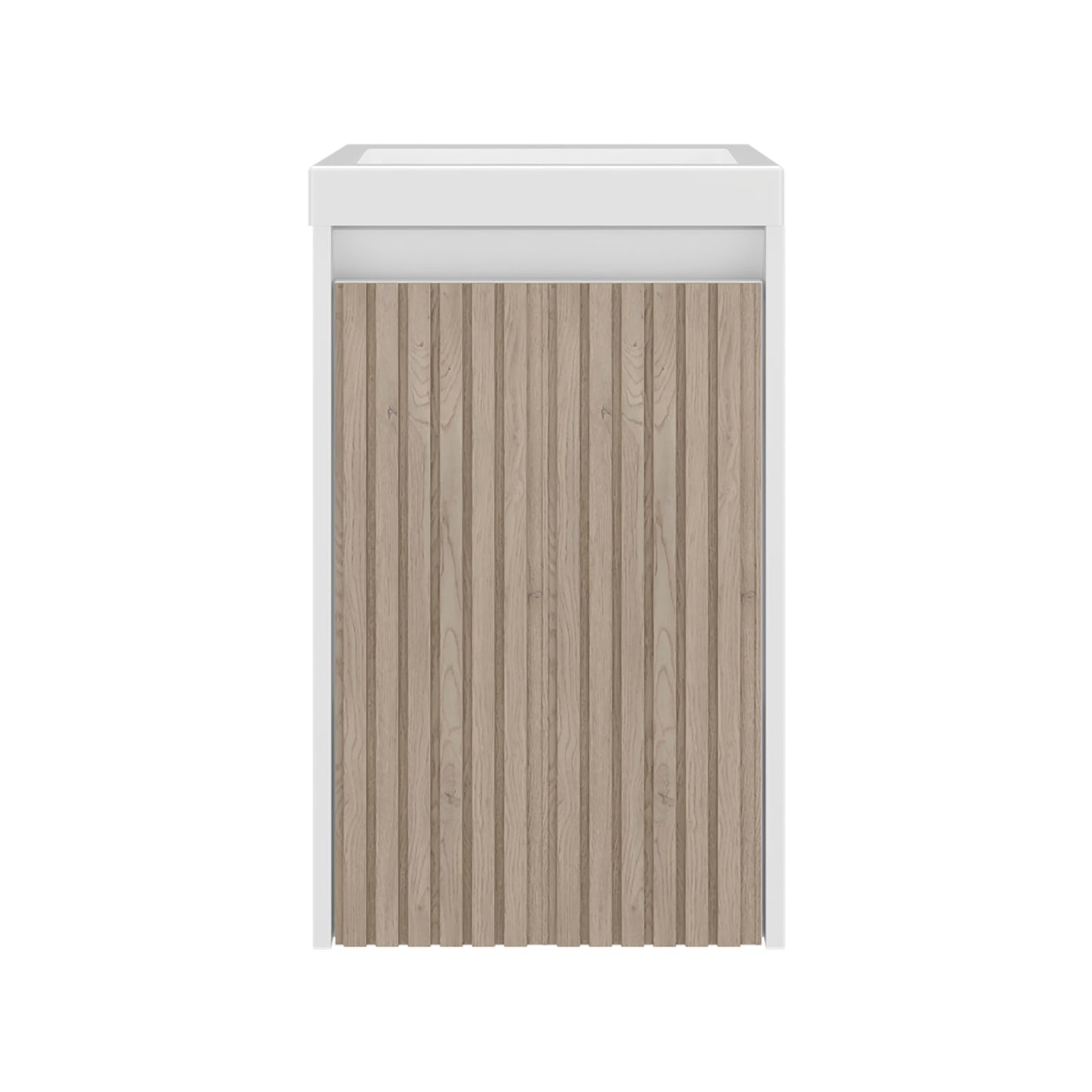 Syracuce Wall-Mounted Bathroom Vanity and Cabinet with Resin Sink, Compact Bathroom Storage Cabinet with One Door and 2 Interior Shelves