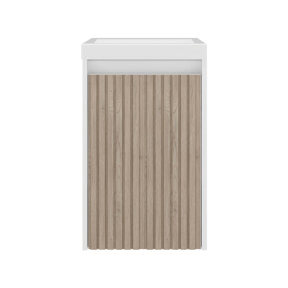 Syracuce Wall-Mounted Bathroom Vanity and Cabinet with Resin Sink, Compact Bathroom Storage Cabinet with One Door and 2 Interior Shelves