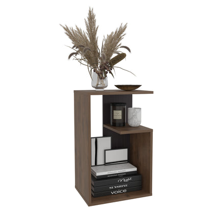 TUHOME Everet 25-Inch High Three-Tier Side Table with Tray-Style Top and Dual Lower Shelves, Compact End Table for Living Room, Sofa Side Storage, Modern Small-Space Organizer for Coffee, Décor and Everyday Essentials