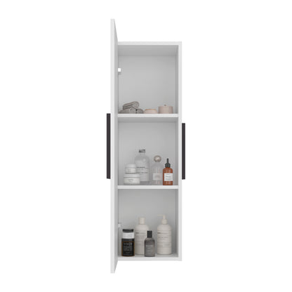 Vanguard Wall-Mounted Single Door Medicine Cabinet with 3 Interior Storage Shleves, Space-Saving Bathroom Storage Organizer with Concealed Shelving