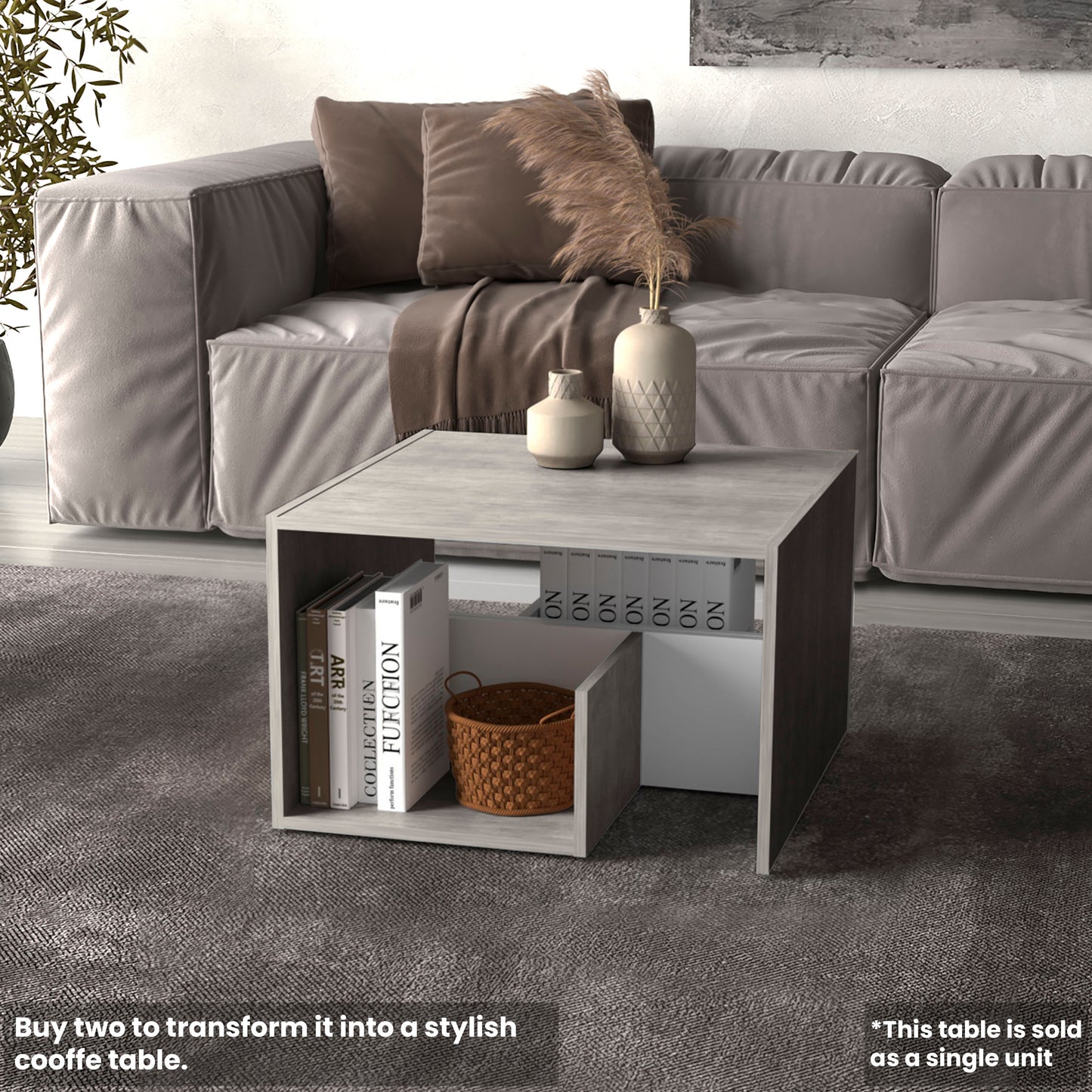TUHOME Everet 25-Inch High Three-Tier Side Table with Tray-Style Top and Dual Lower Shelves, Compact End Table for Living Room, Sofa Side Storage, Modern Small-Space Organizer for Coffee, Décor and Everyday Essentials