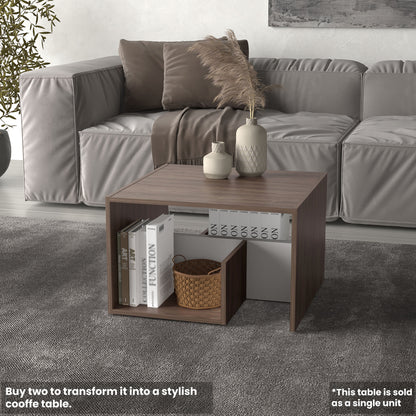 TUHOME Everet 25-Inch High Three-Tier Side Table with Tray-Style Top and Dual Lower Shelves, Compact End Table for Living Room, Sofa Side Storage, Modern Small-Space Organizer for Coffee, Décor and Everyday Essentials