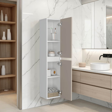 High Two-Door Wall Cabinet With Interior Shelf Vertical Storage