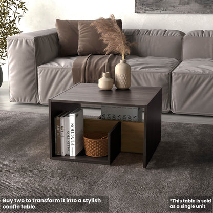 TUHOME Everet 25-Inch High Three-Tier Side Table with Tray-Style Top and Dual Lower Shelves, Compact End Table for Living Room, Sofa Side Storage, Modern Small-Space Organizer for Coffee, Décor and Everyday Essentials