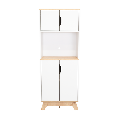 Pamplona Microwave Tall Cabinet, Counter Surface, Top- Lower Double Doors