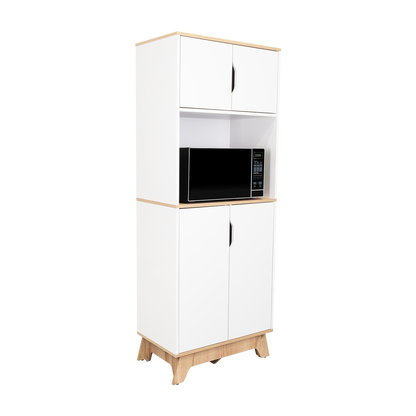 Pamplona Microwave Tall Cabinet, Counter Surface, Top- Lower Double Doors