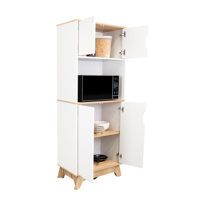 Pamplona Microwave Tall Cabinet, Counter Surface, Top- Lower Double Doors