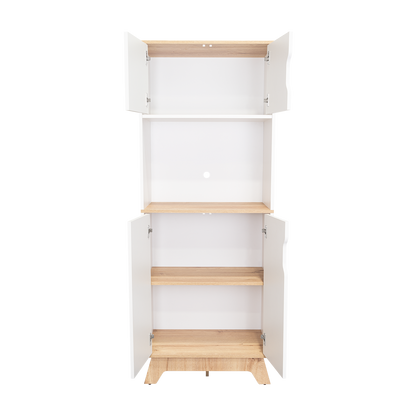 Pamplona Microwave Tall Cabinet, Counter Surface, Top- Lower Double Doors
