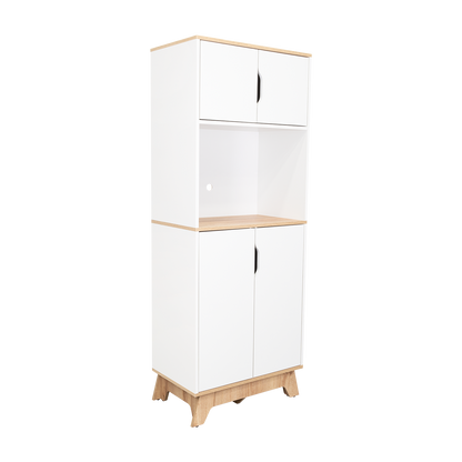Pamplona Microwave Tall Cabinet, Counter Surface, Top- Lower Double Doors