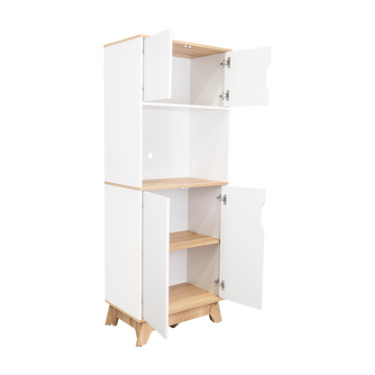 Pamplona Microwave Tall Cabinet, Counter Surface, Top- Lower Double Doors