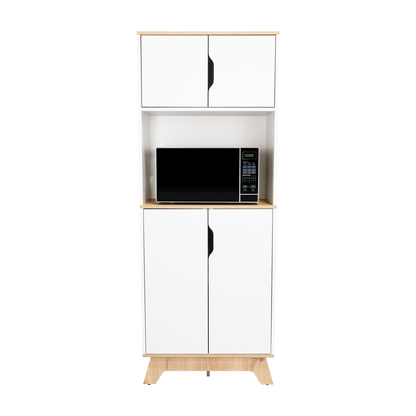 Pamplona Microwave Tall Cabinet, Counter Surface, Top- Lower Double Doors