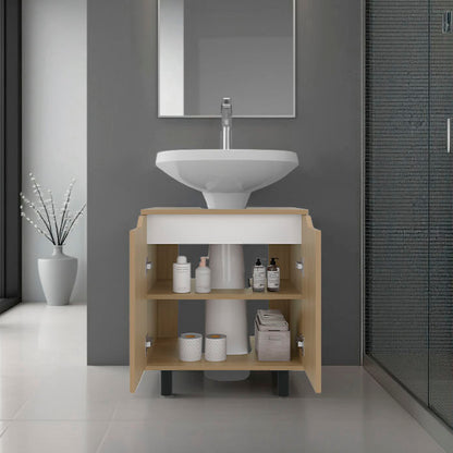 Marlo Under Sink Cabinet with Two Doors and Interior Storage Shelves, Cut-Out Back, 22” Wide Freestanding, Modern Bathroom Storage