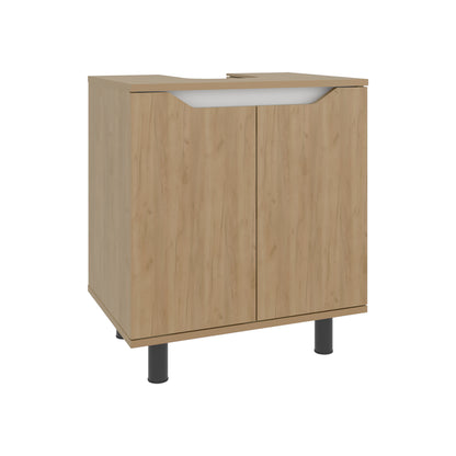 Marlo Under Sink Cabinet with Two Doors and Interior Storage Shelves, Cut-Out Back, 22” Wide Freestanding, Modern Bathroom Storage