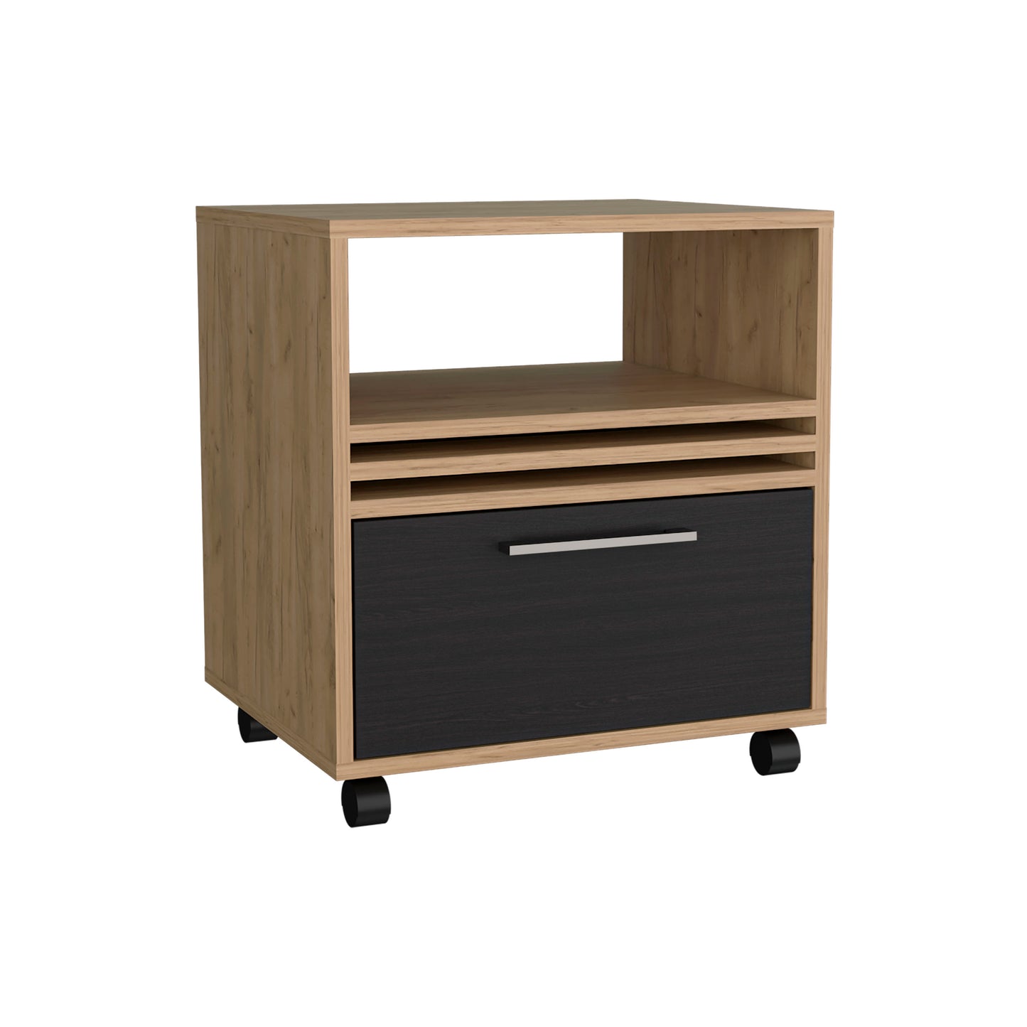 Vance 20" High One Drawer Nightstand, Casters, Mobile, One Shelf, Bedroom Natural Oak