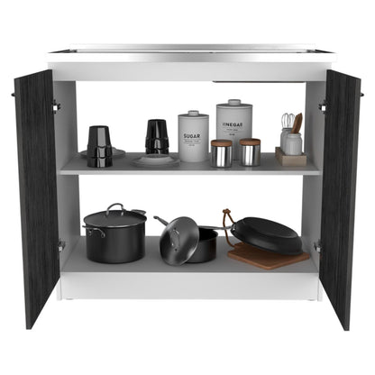 Napoles Utility Sink, Two Shelves, Double Door Cabinet