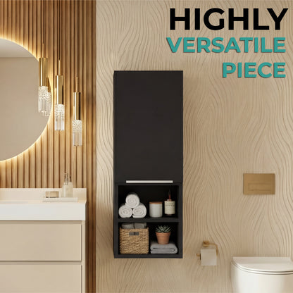 Mila Bathroom Cabinet with Single-Door Compartment, Two Interior Shelves, Dual External Open Shelves and Space-Saving Wall Design for Organized Storage, Daily Essentials Access and Modern Bathroom Convenience