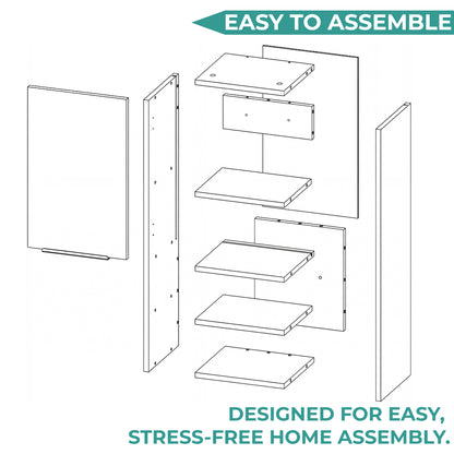 Mila Bathroom Cabinet with Single-Door Compartment, Two Interior Shelves, Dual External Open Shelves and Space-Saving Wall Design for Organized Storage, Daily Essentials Access and Modern Bathroom Convenience