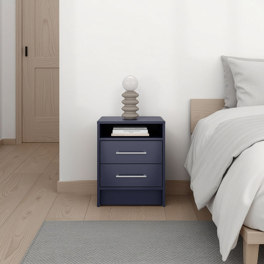 Eter Nightstand Minimalist Modern Style, Superior Top Shelf, One Open Storage Shelf And Two Drawers, Modern Bedside Storage