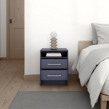 Eter Nightstand Minimalist Modern Style, Superior Top Shelf, One Open Storage Shelf And Two Drawers, Modern Bedside Storage