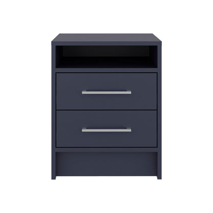 Eter Nightstand Minimalist Modern Style, Superior Top Shelf, One Open Storage Shelf And Two Drawers, Modern Bedside Storage
