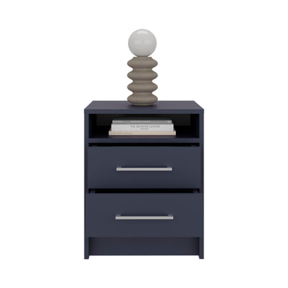 Eter Nightstand Minimalist Modern Style, Superior Top Shelf, One Open Storage Shelf And Two Drawers, Modern Bedside Storage