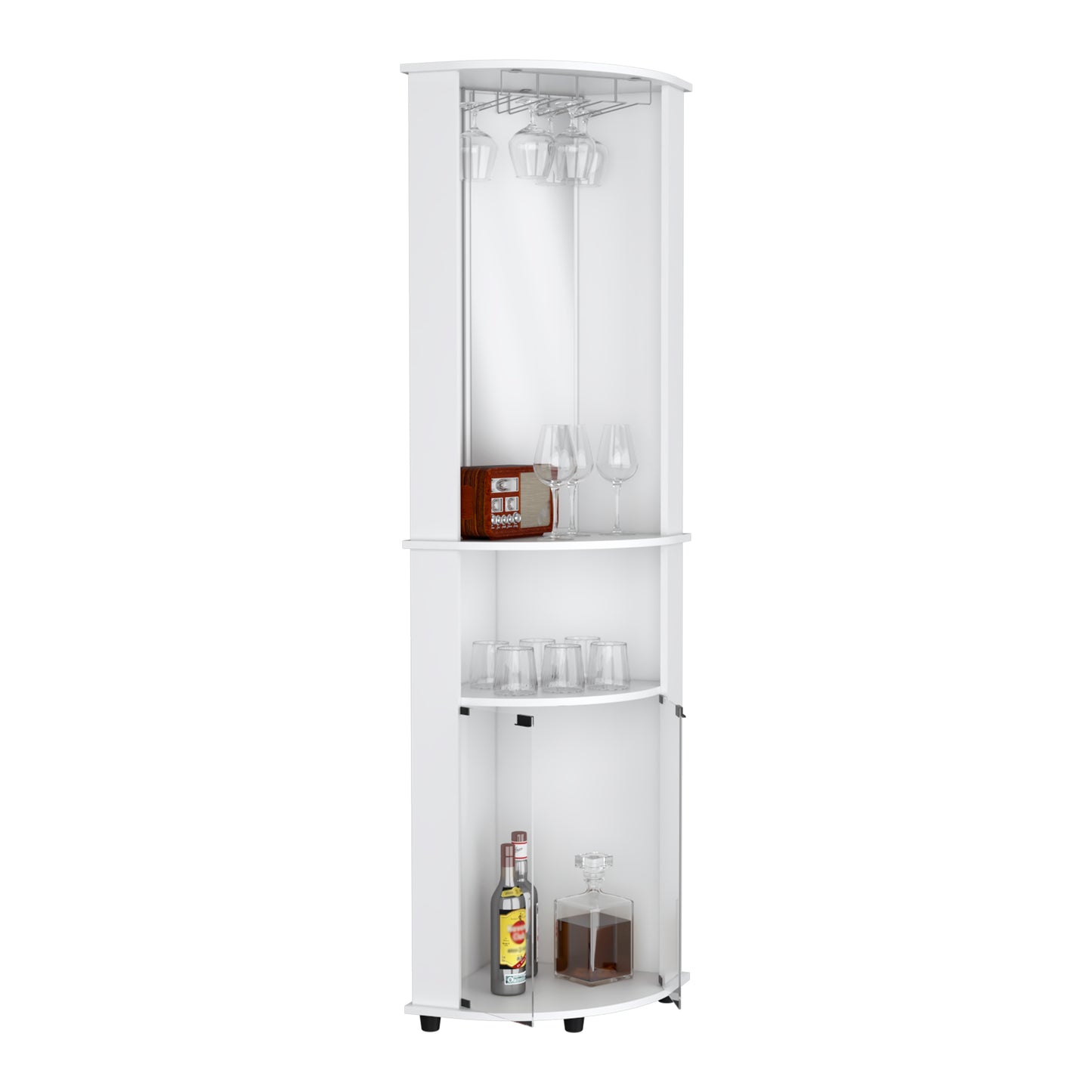 Chicago Corner Bar Cabinet, Rack, Glass Door