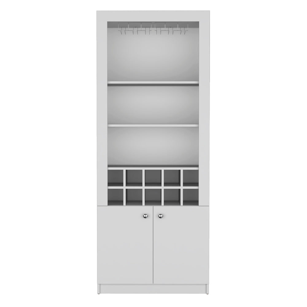 Nero Tall Bar Cabinet 4-Tier Modern Bar Cabinet with Glass Holder Stemware Rack, Wine Cabinet, Liquor Cabinet, 10 Bottle Cubbies and 4 Shelves.